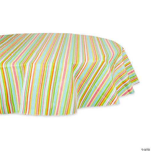 Spring Stripe Vinyl Tablecloth 70 Round