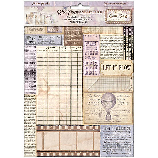 Stamperia Rice Paper A4 6/Pkg-Quiet Days