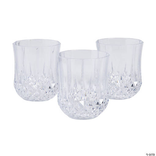 Stemless Patterned Plastic Wine Glasses - 12 Pc.