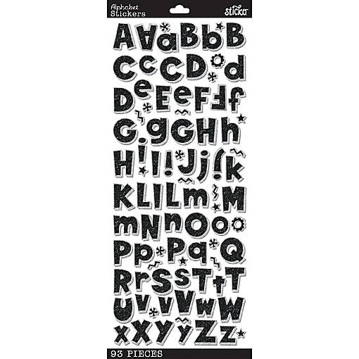 Sticko Alphabet Stickers-Black Glitter