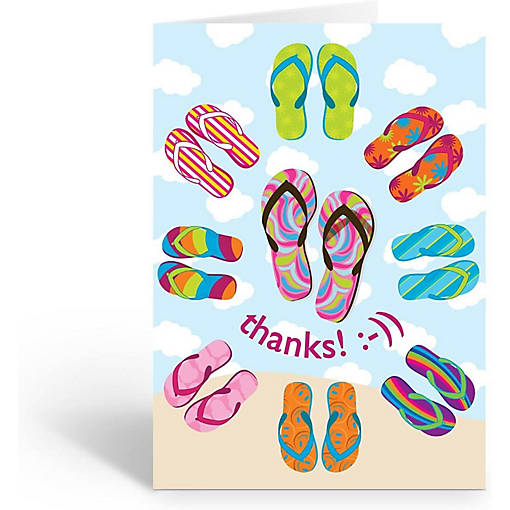 Stonehouse Collection Blank Note Cards 10 Count -Assorted Beach Note Cards (Beach Flip Flops)