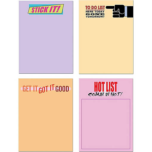 Stonehouse Collection Funny Sticky Notes -  4 Assorted Sticky Notepads (Sticky Notes No.2)