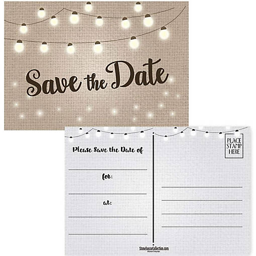 Stonehouse Collection String Lights Save The Date Postcards 40 , 4 x 6  Postcards