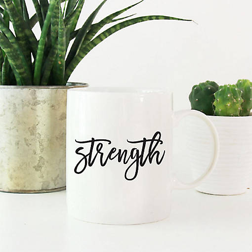 Strength Black Calligraphy Ceramic Mug