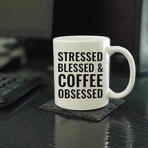 Stressed Blessed Obsessed ceramic mug
