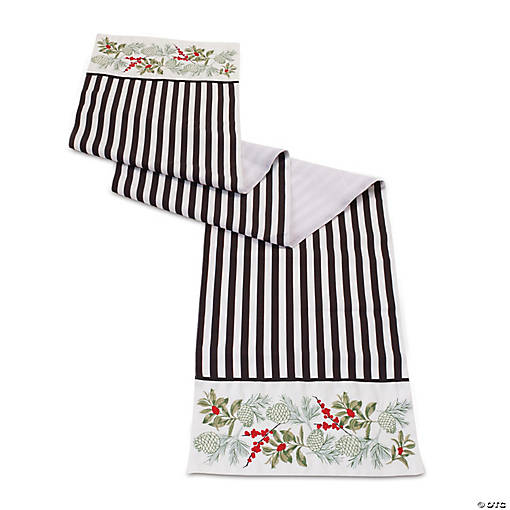 Striped Holiday Table Runner 72"L X 14"W Polyester