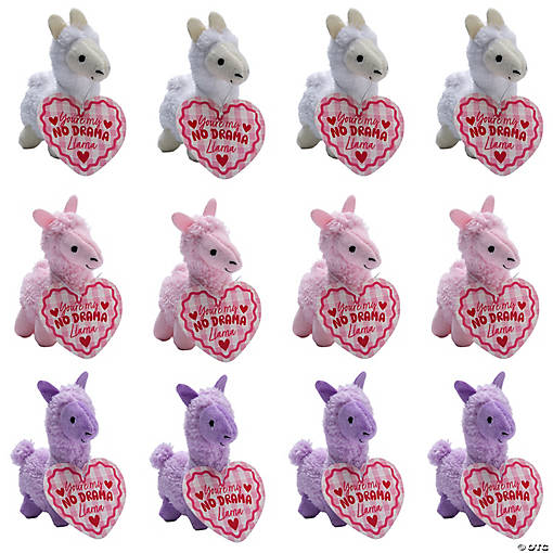 Stuffed Llama Valentine Exchanges with Card for 12