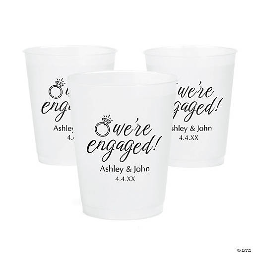 Stylish Personalized Engagement Cups - 50 Pc. with Custom Text
