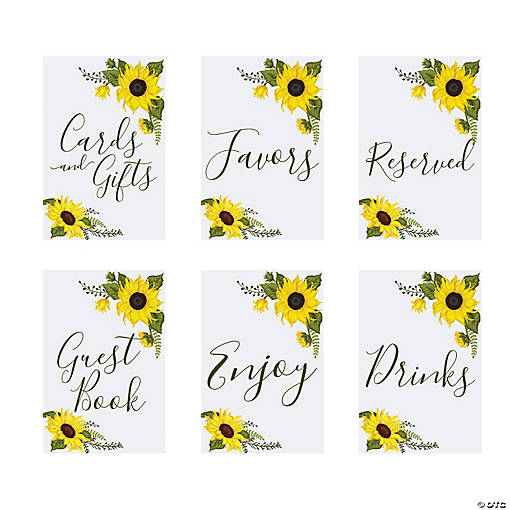 Sunflower Wedding Table Signs - 6 Pc.