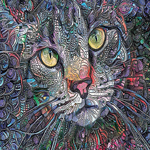 Sunsout Psychedelic Kitty Cat 1000 pc  Jigsaw Puzzle