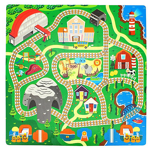 Sunta Play Mat DIY Train Track and Train  9 Piece Set