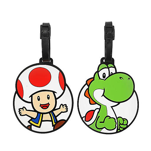 Super Mario Bros Toad &amp; Yoshi 2-Pack Luggage Tag Set