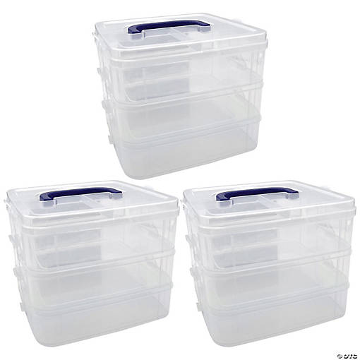 Teacher Created Resources Clear Stackable Storage Containers - 3 Tiers - Pack of 3