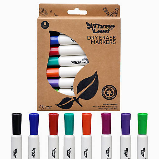 Three Leaf Dry Erase Marker 8 Pack , Assorted, Chisel Tip, Pack of 72