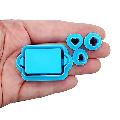 Tiny Baking Sheet and Cookies Clay Cutters Set, 4 pcs