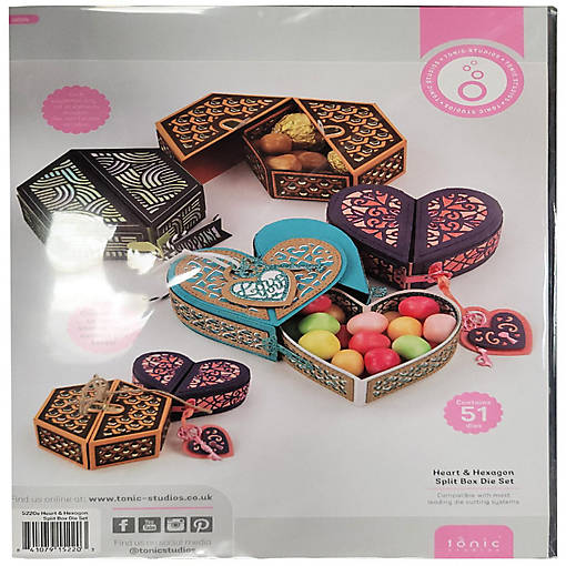Tonic Studios Die Set-Heart &amp; Hexagon Split Box