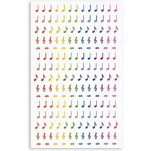 Total 3000-Piece Music Note Stickers, Sticker Sheets (Rainbow, 18 Sheets)
