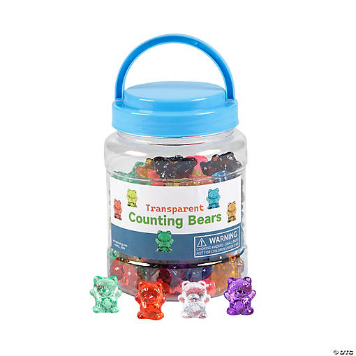 Translucent Rainbow Counting Bears with Storage Jar - 100 Pc.