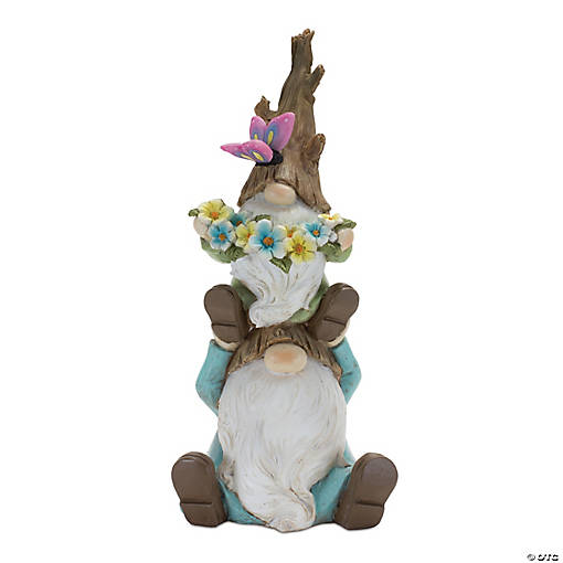 Tree Trunk Gnome Stack (Set Of 2) 10"H Resin