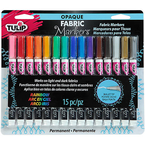 Tulip Opaque Fabric Markers 15/Pkg-Assorted
