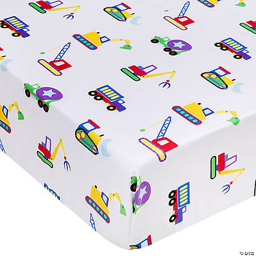 Under Construction Microfiber Fitted Crib Sheet