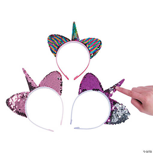 Unicorn Reversible Sequin Headbands - 12 Pc.