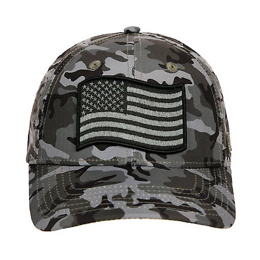 USA American Flag Patch 6-Panel Gray Camo Pre-Curved Snapback Hat
