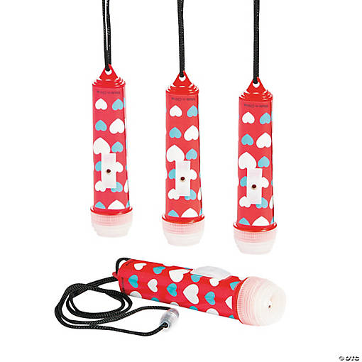 Valentine Mini Flashlights On A Rope - 12 Pc.