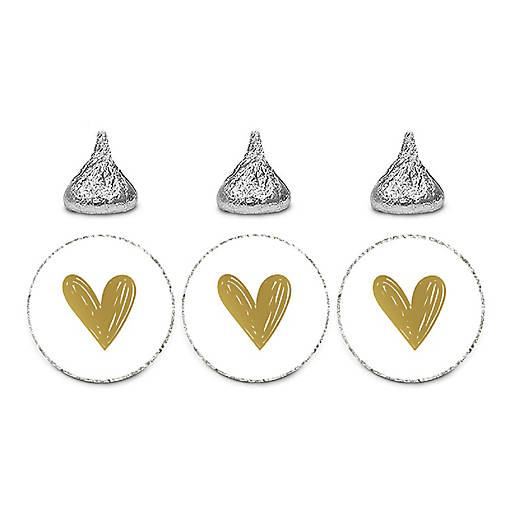 Valentines Gold Scribbled Hearts Labels