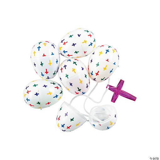 Vibrant Bright Cross-Filled Plastic Easter Eggs - 24 Pc. for Egg Hunts