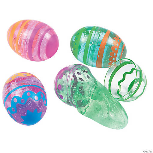 Vibrant Bright Putty-Filled Plastic Easter Eggs - 12 Pc. for Holiday Fun