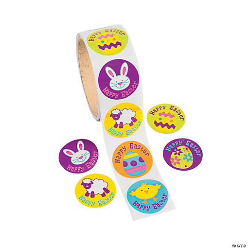 Vibrant Iconic Easter Sticker Roll - 100 Pc. for Creative Fun