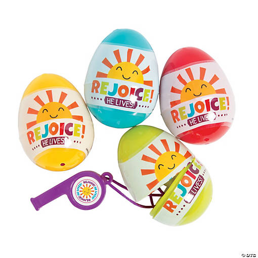 Vibrant Rejoice Whistle-Filled Plastic Easter Eggs - 12 Pc.