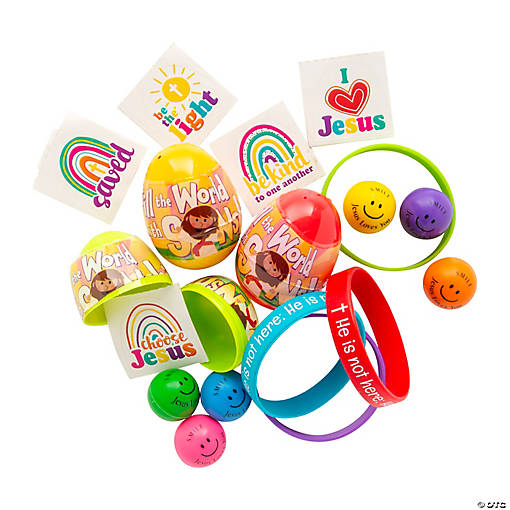 Vibrant Religious Prize-Filled Plastic Easter Eggs - 96 Pc.