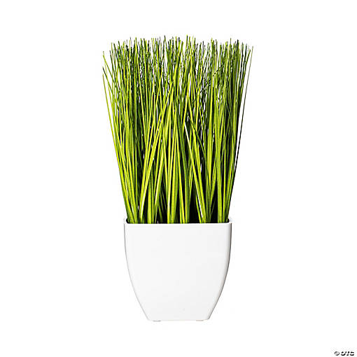 Vickerman 11.5" Artificial Green Potted Grass.