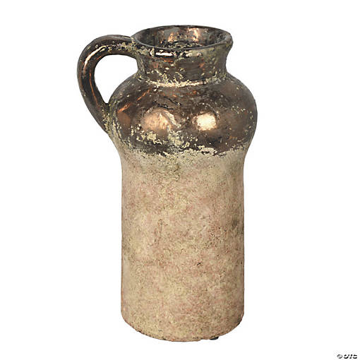 Vickerman 12" Aged Terracotta Gray Ceramic Vase