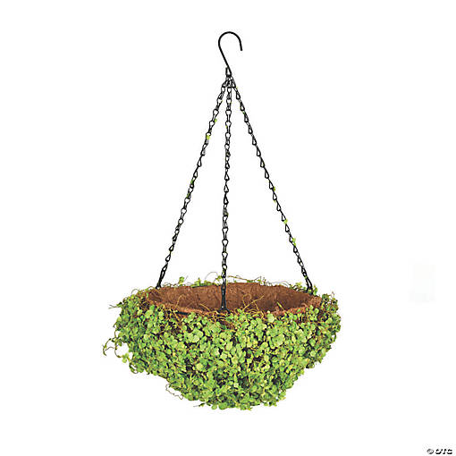 Vickerman 12" Green Mini Leaf Hanging Basket