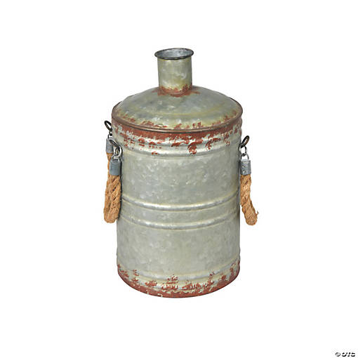 Vickerman 13.5" Rustic Metal Container with Handles