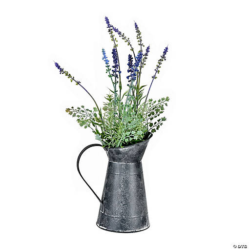 Vickerman 17.5" Artificial Lavender in Galvanized Pot