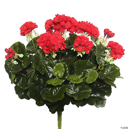 Vickerman 17.5" Artificial Red Polyester Geranium Bush