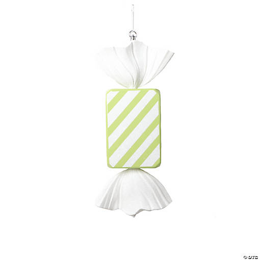 Vickerman 18.5" Green Rectangle Striped Candy Ornament.