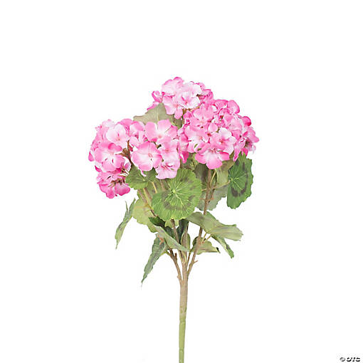 Vickerman 18" Artificial Light Pink Geranium Bush, 4 Pack