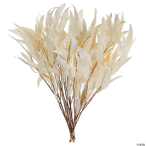 Vickerman 18" Bleached Weeping Willow Eucalyptus Foliage Bundle 3.5oz,  Preserved