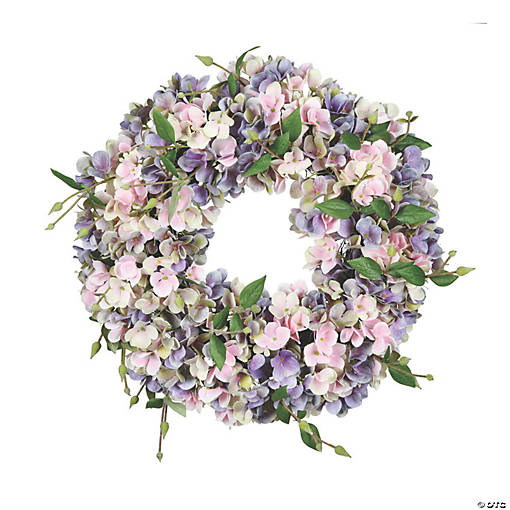 Vickerman 18" Blue and Pink Hydrangea Wreath