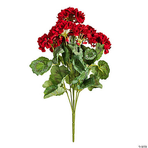 Vickerman 19.5" Artificial Red Geranium Bush.