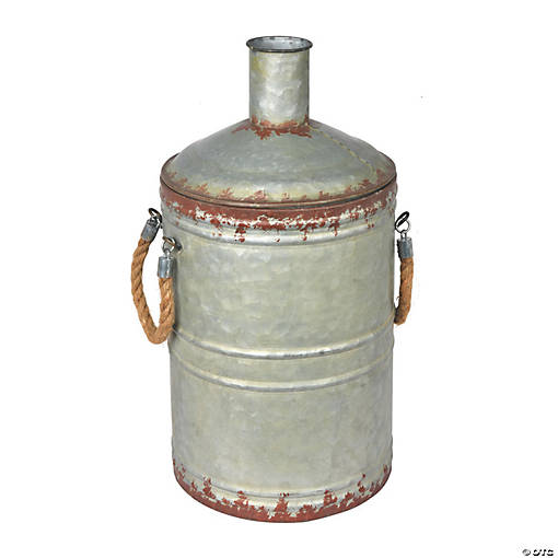 Vickerman 19.5" Rustic Metal Container with Handles