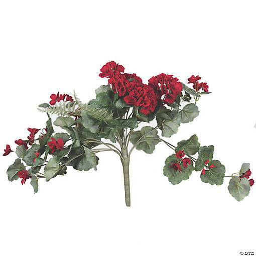 Vickerman 22" Artificial Red Geranium Hanging Bush