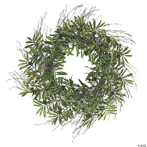 Vickerman 24" Artificial Green Olive Leaf Wreath