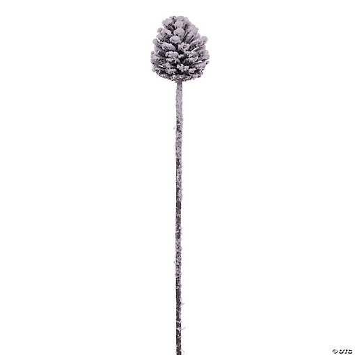 Vickerman 27" Glitter Artificial Snow Pinecone Stem, 4 per bag.