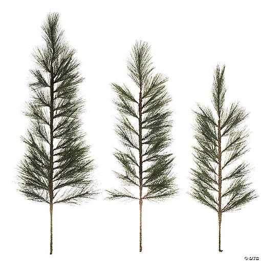 Vickerman 36-42-48" Artificial White Pine Tops 3Pc Set